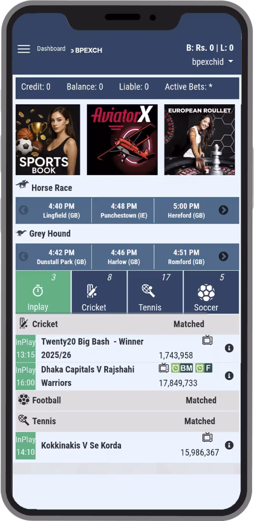 BPExch BetPro Exchange Dashboard Screen Mockup Official