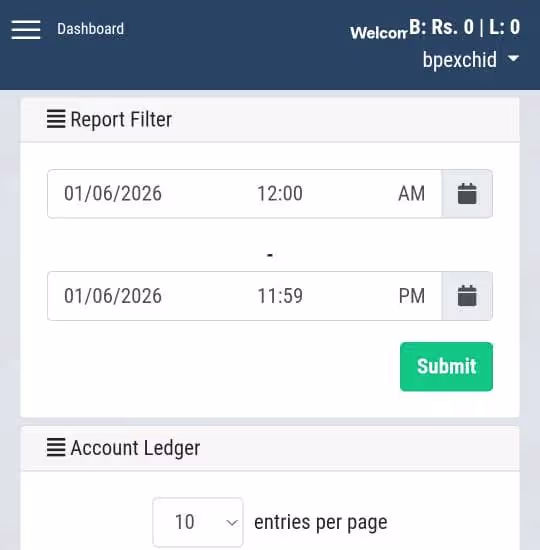 BetPro Statement Page Screenshot
